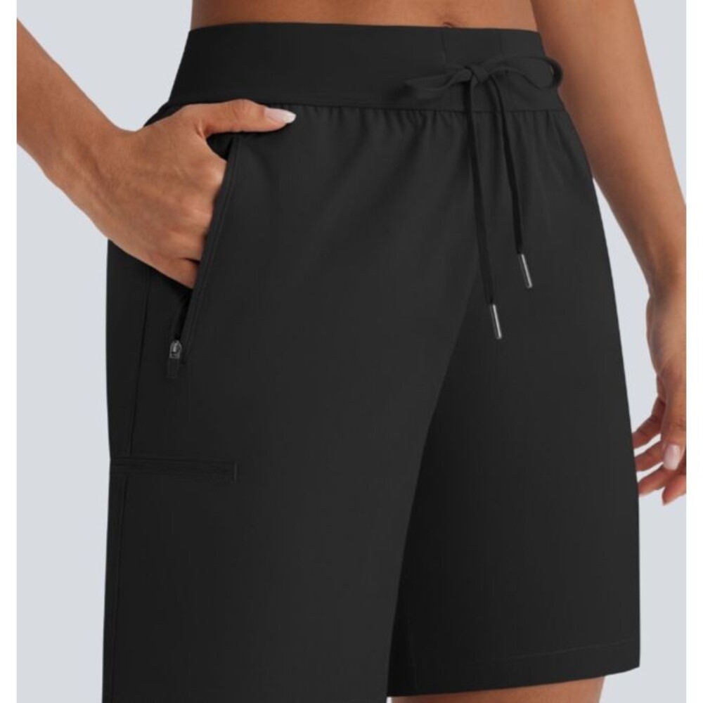 Halara Black Water Repellent Nylon Blend Four Zip Pocket Hiking Shorts Size XL